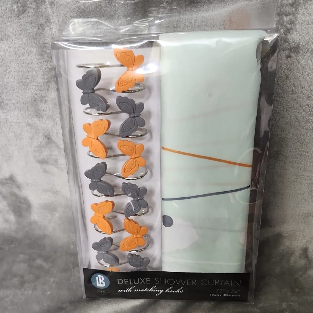 Butterfly Deluxe Shower Curtain with Matching Hooks